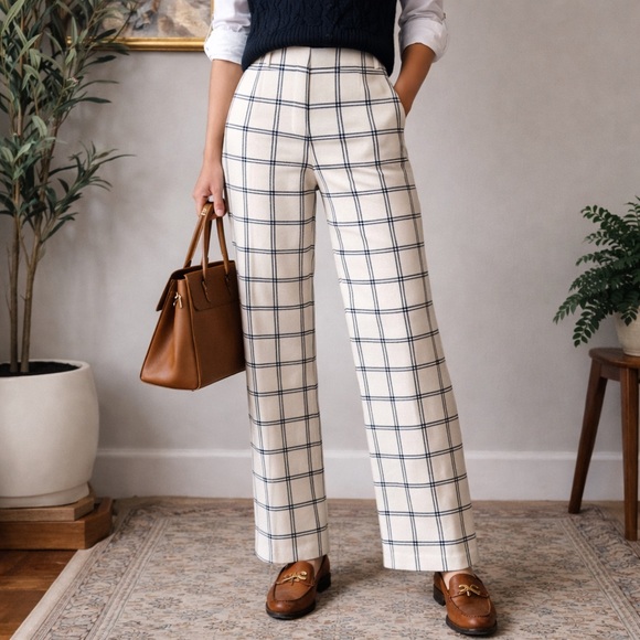 Pendleton Pants - Pendleton 100% Virgin Wool Windowpane Trousers USA Size 10 Classic Preppy Pants